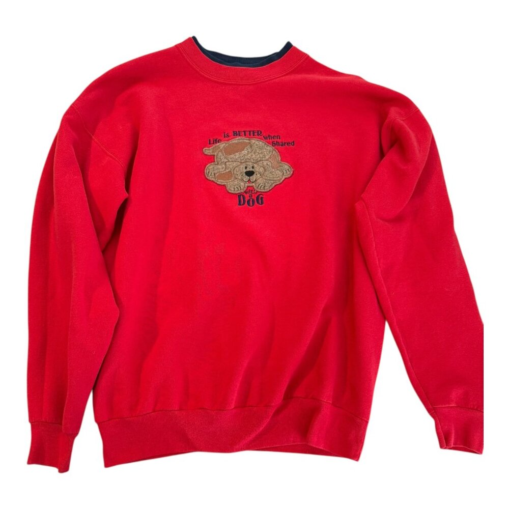 Vtg 90s MC Energy Sweatshirt M Dog Graphic Life Is Better with a Dog Grandmacore
